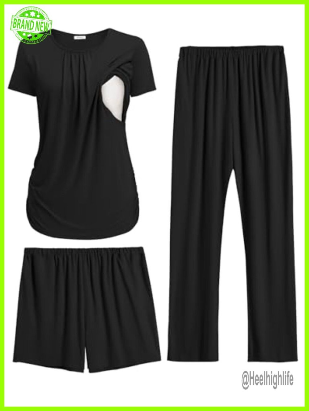 Maternity Nursing Pajama Set 3 Piece Postpartum Breastfeeding Pjs